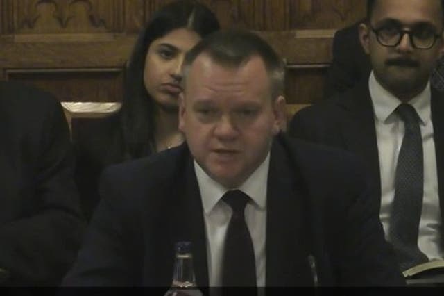 <p>European affairs minister Nick Thomas-Symonds gives evidence to a committee</p>