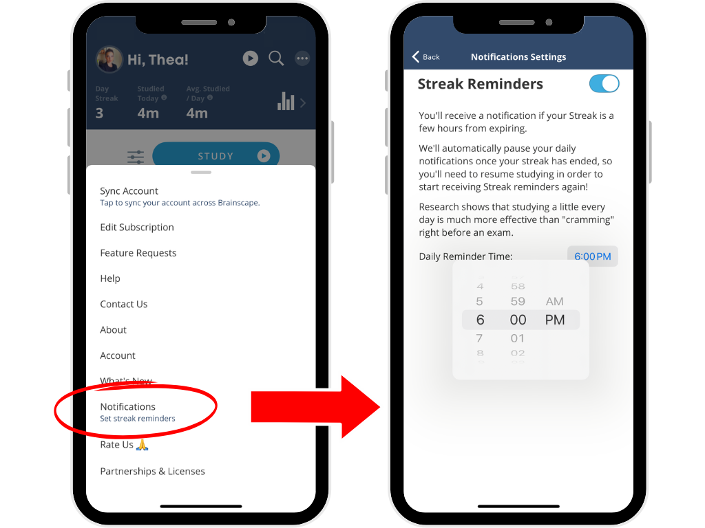Study Reminders Notifications in Brainscape